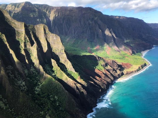 bird's eye view photography of mountain in Kalalau Trail United States