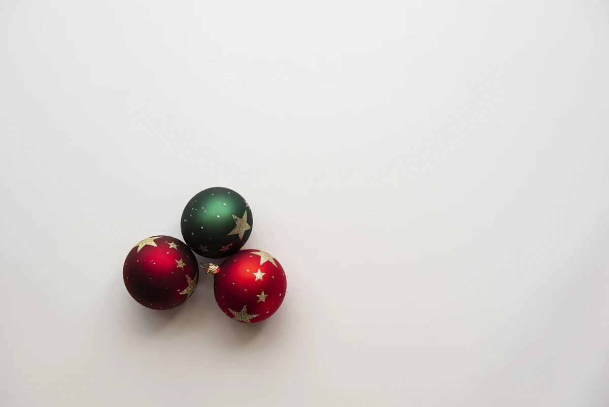 Red and green Christmas baubles