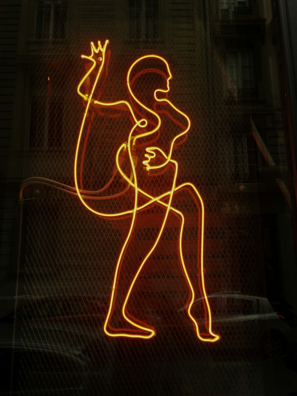 Mulher sinalização neon