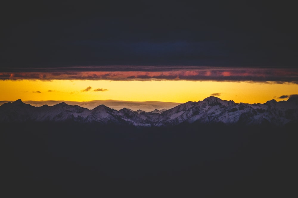 mountains during sunset