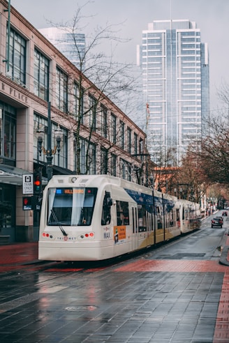 white cable train at daytime