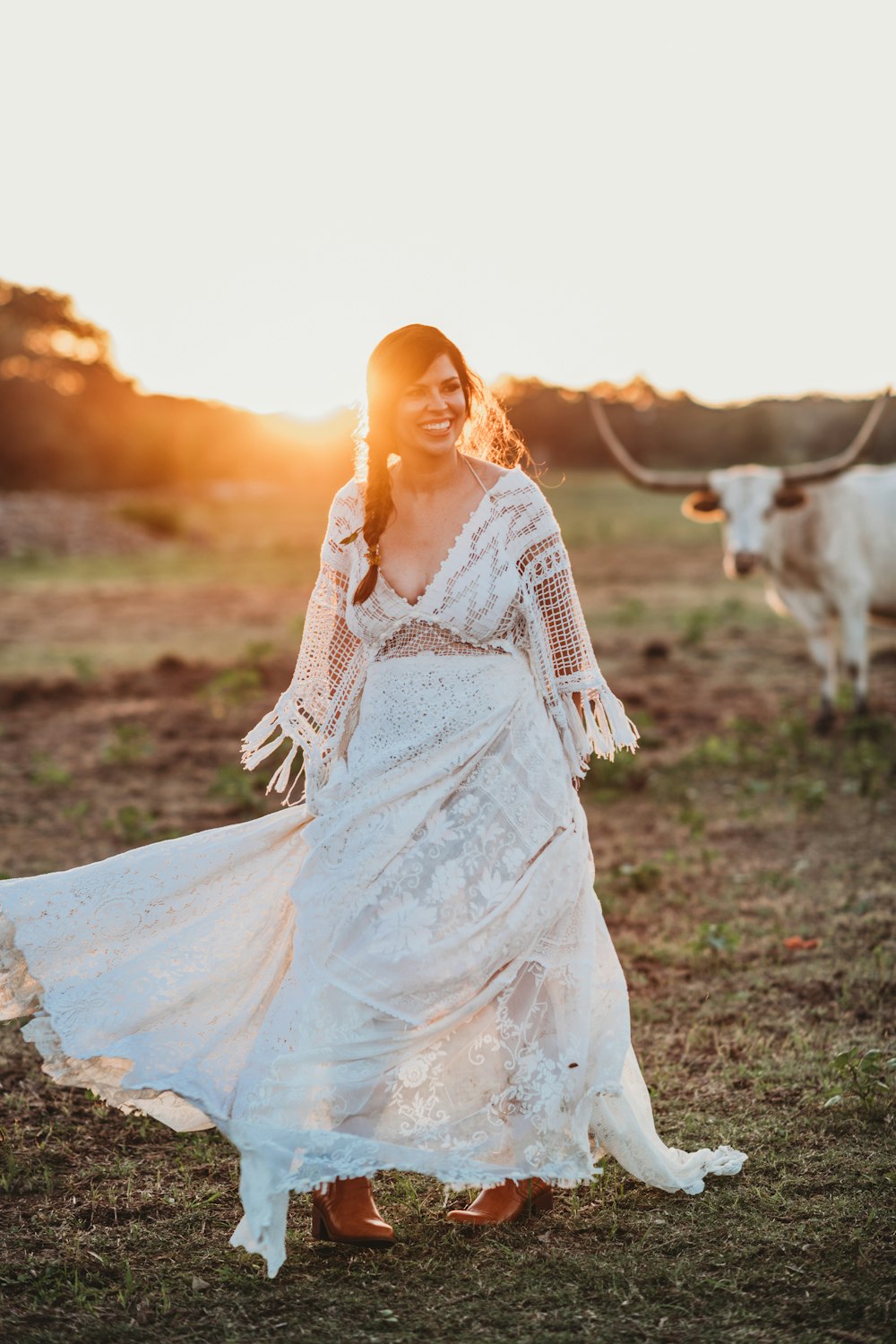 Vestido de manga larga de malla blanca para mujer