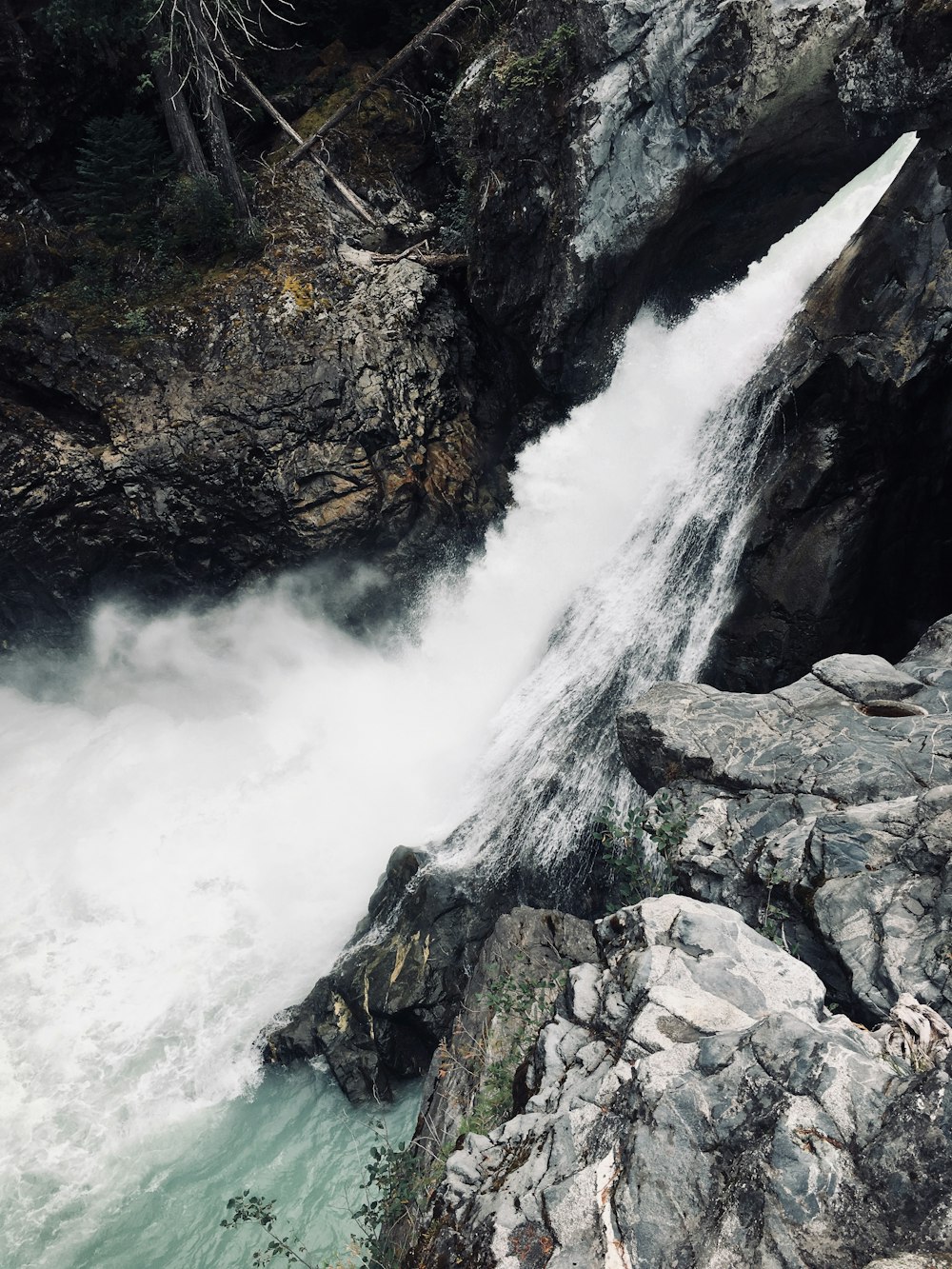 aerial photography of waterfalls