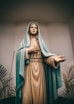Mother Mary statue beside plants