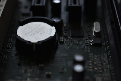a close up of a computer mother board