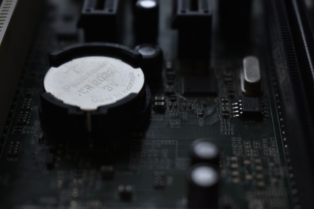 a close up of a computer mother board