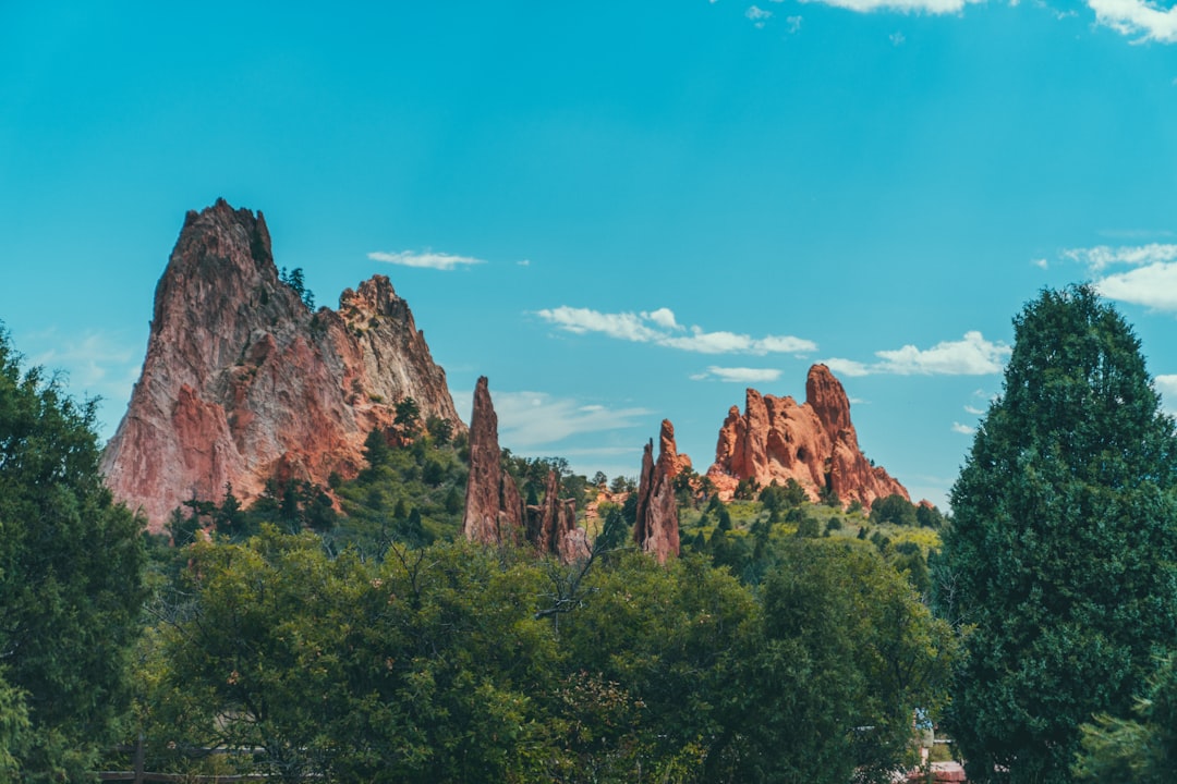 rock mountain near trees during daytime