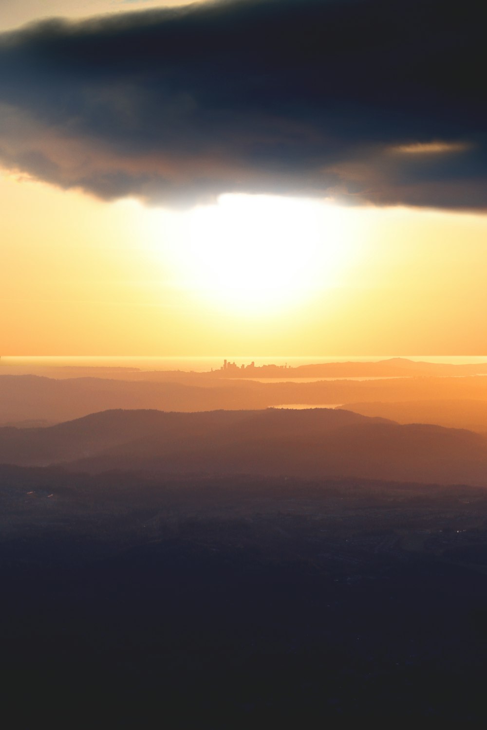 silhouette of mountain during golden hour