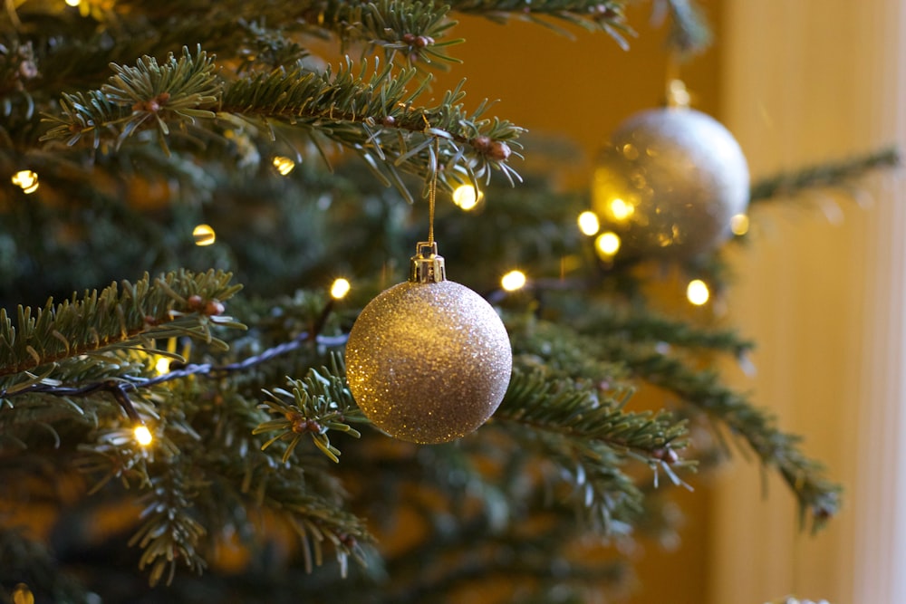 gold Christmas baubles