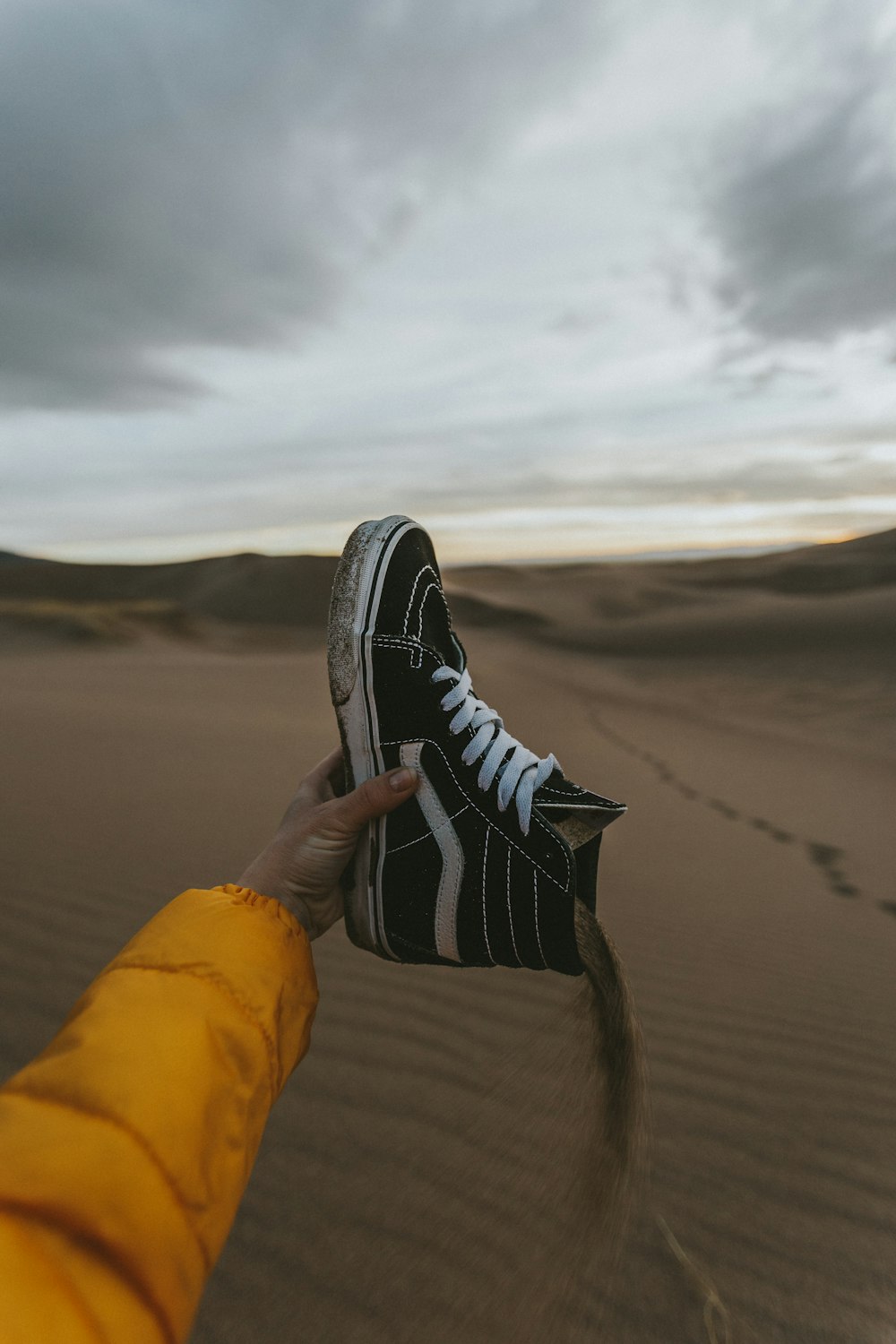 black Vans high-top shoe