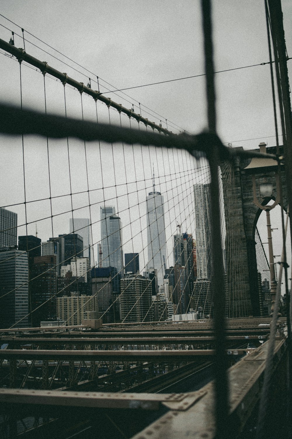 selective focus photography of suspension bridge