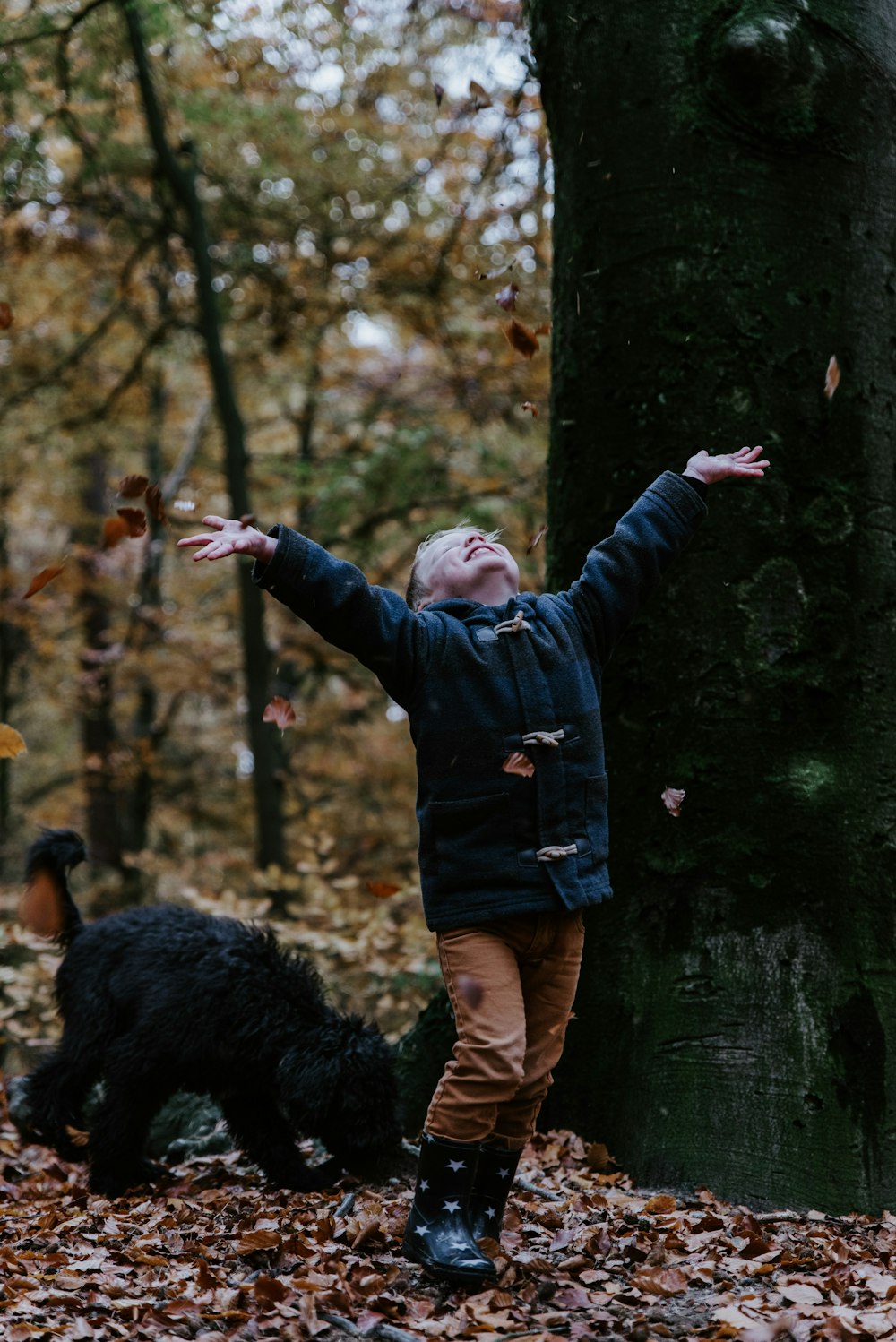 toddler wearing black jacket