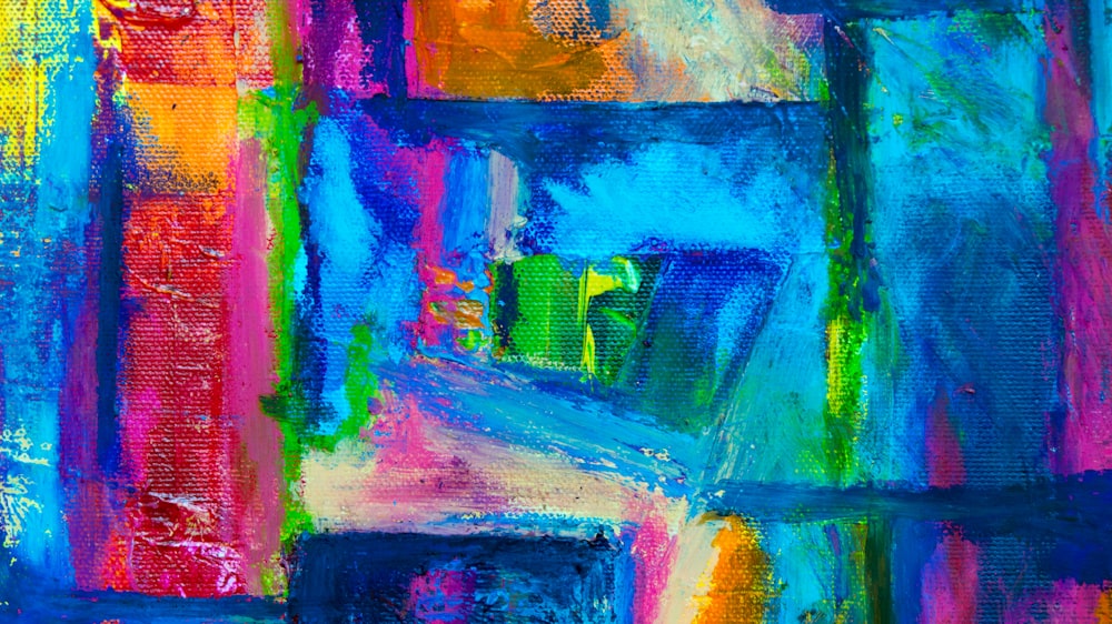green yellow and pink abstract painting