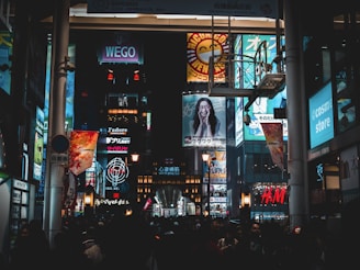 people walking on streets at nighttime