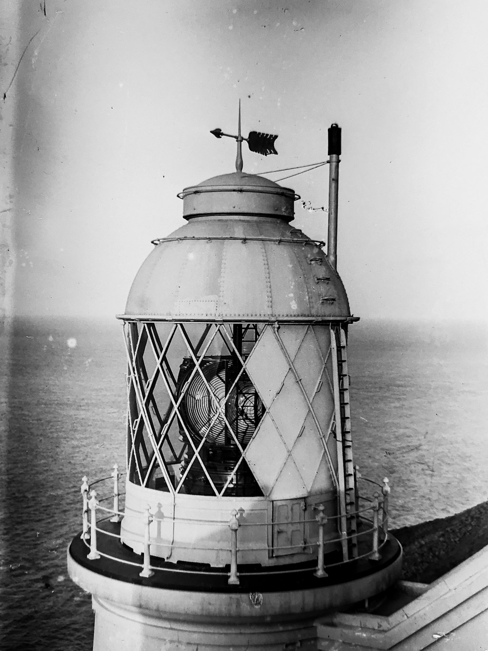 grayscale photo of lighthouse
