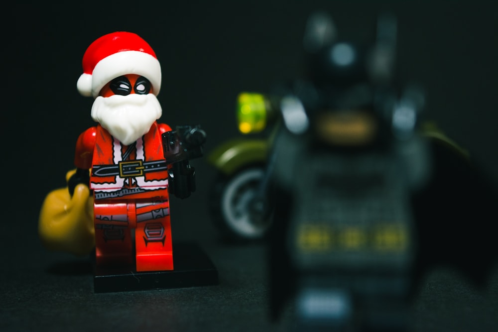 selective focus photography of Santa Claus minifig