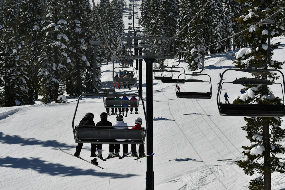 people riding a cable transport