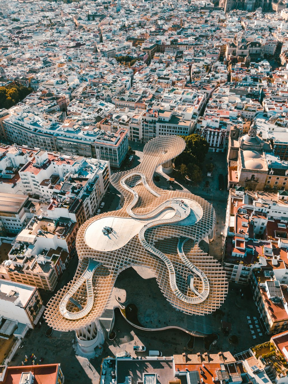 aerial photography of concrete buildings