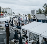 Marine logistics in action with a fleet of yachts.