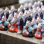 assorted-color cat figurines