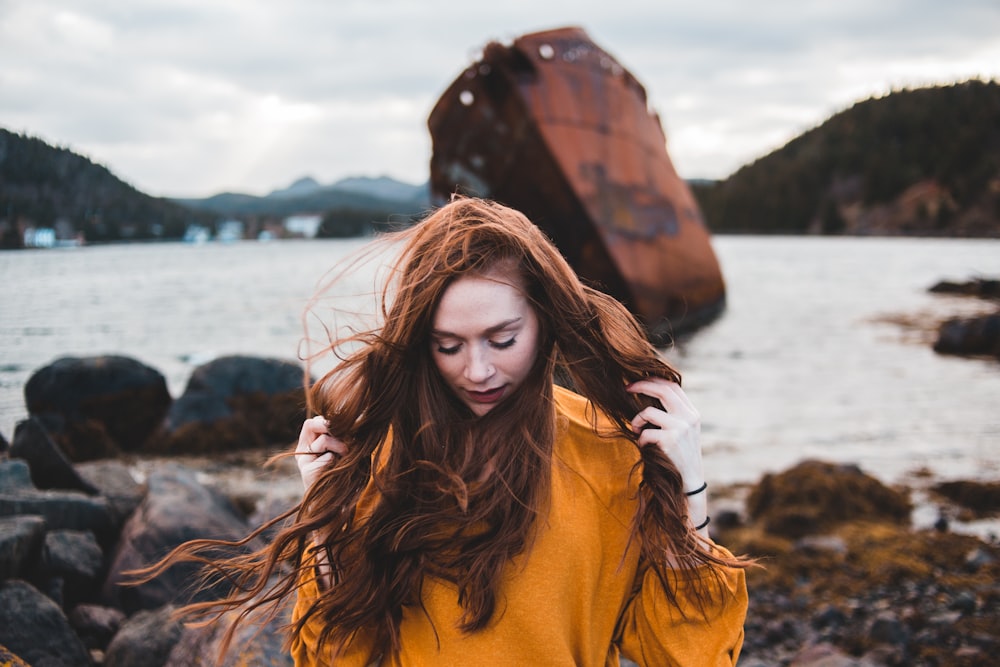 woman standing on seashore