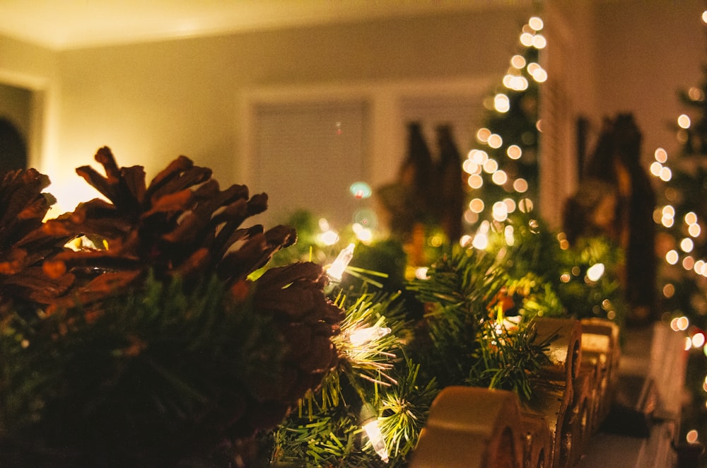 Christmas tree with string lights