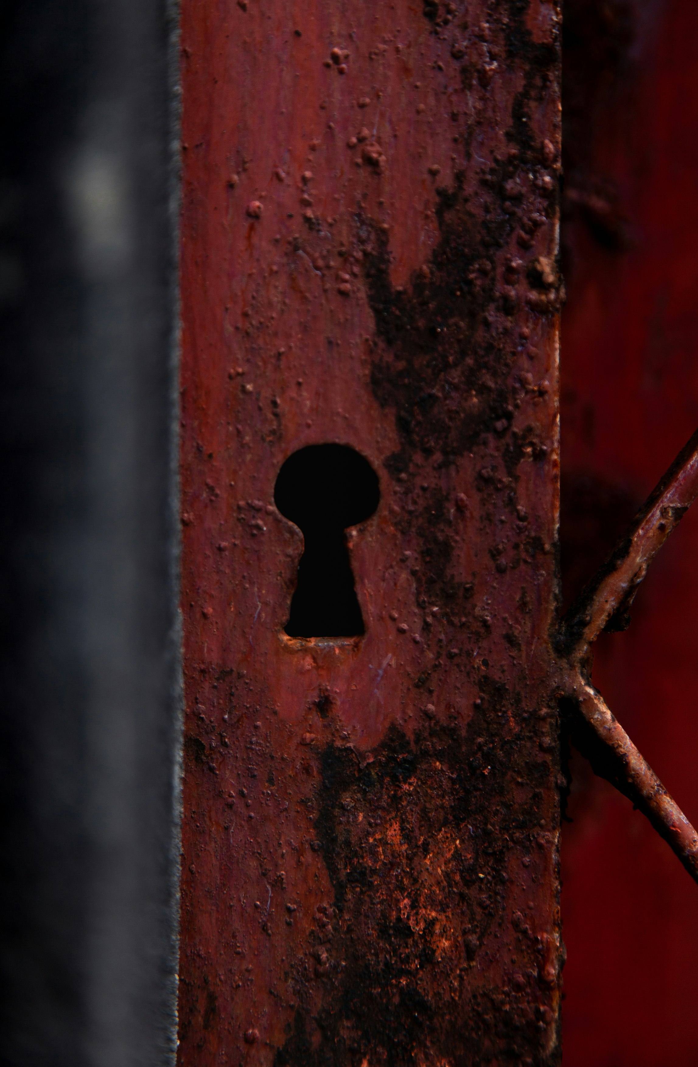 Red Rust Crypt Door Keyhole