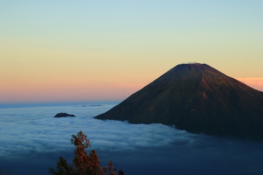 high-angle photography of volcano and clouds in Gunung Sumbing Wonosobo Indonesia