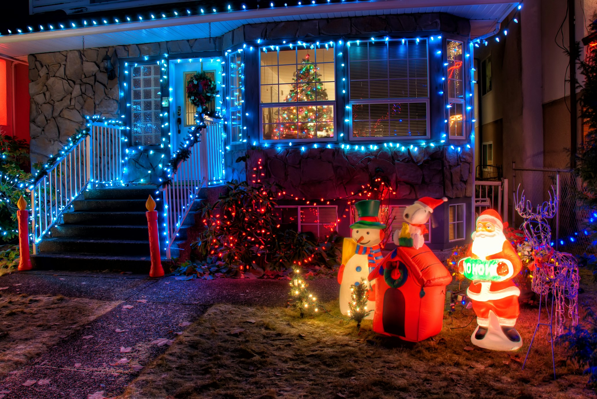 Christmas lights outside a house