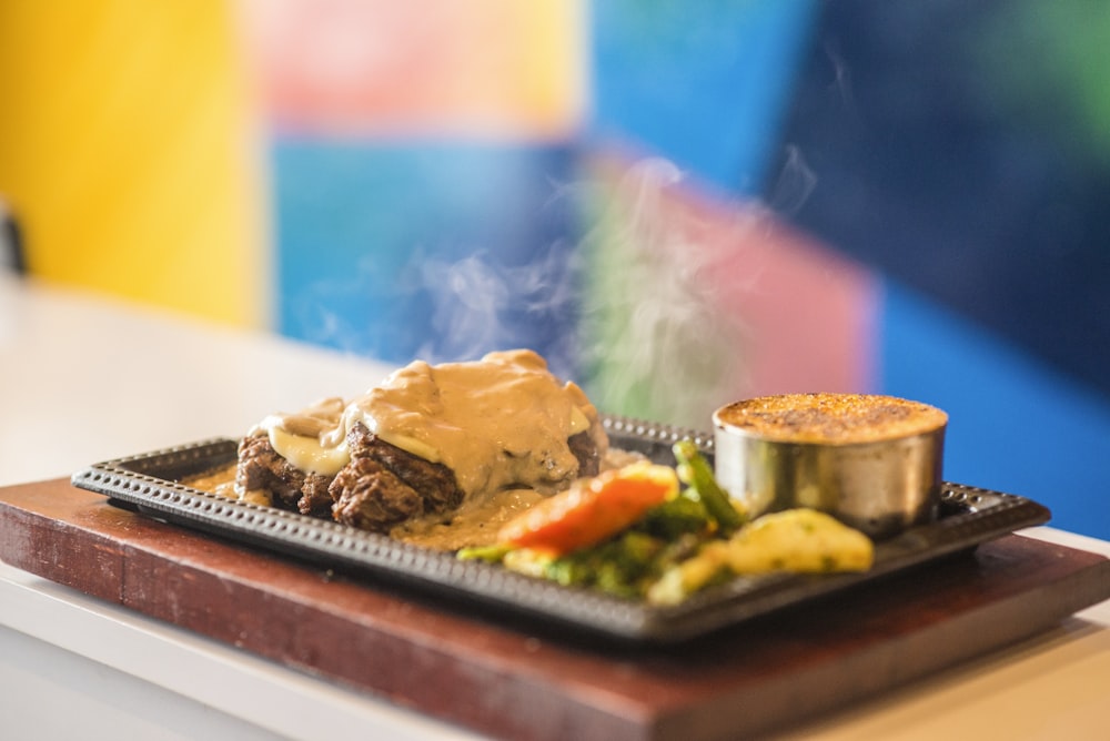 selective focus photograph of plate of food