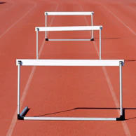 white track field with white ramsp