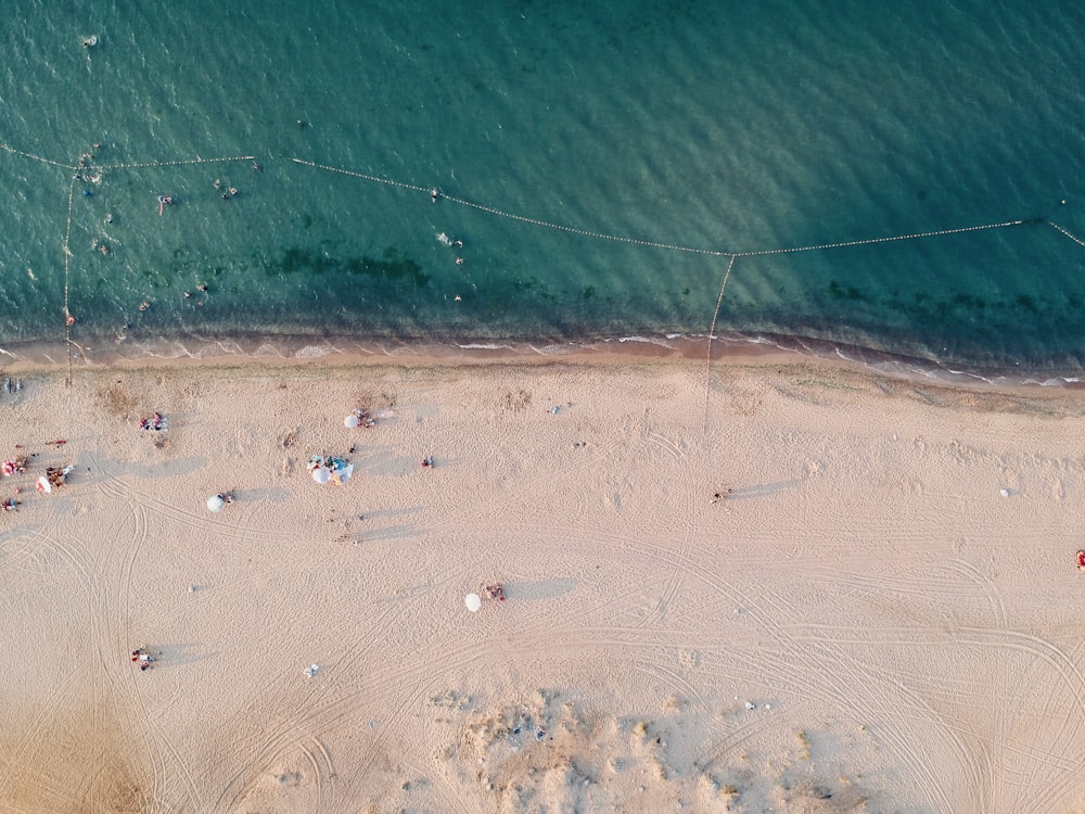 Photographie aérienne de sable et de mer