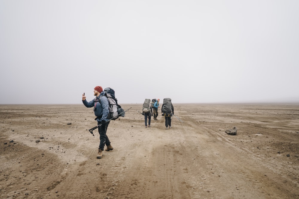 people walking on dust