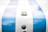Close-up of a sleek car hood featuring vibrant custom racing stripes under bright sunlight.