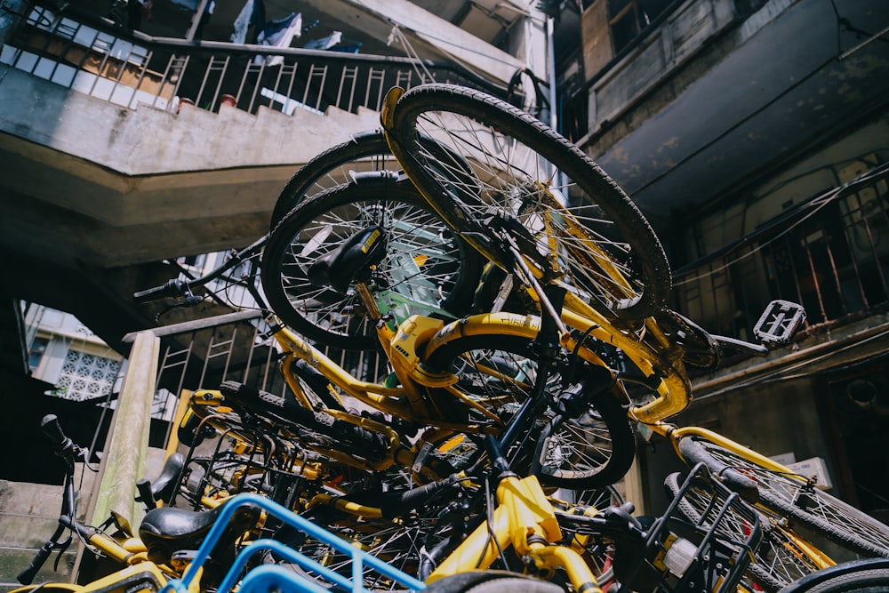 pile of bicycle lot