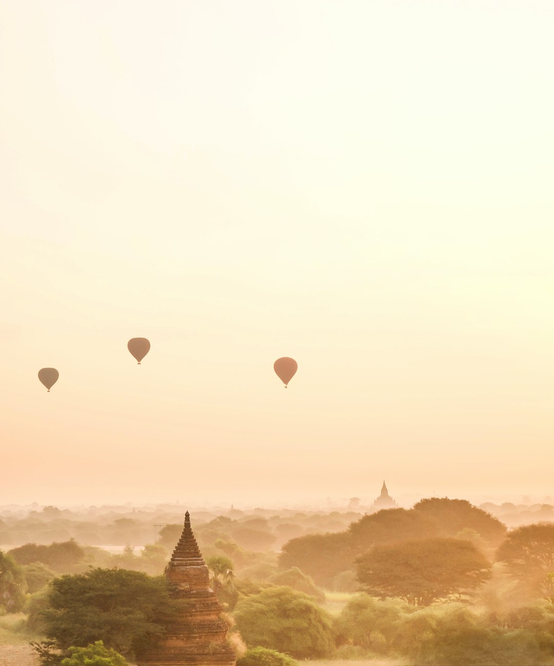 three silhouette of air balloons