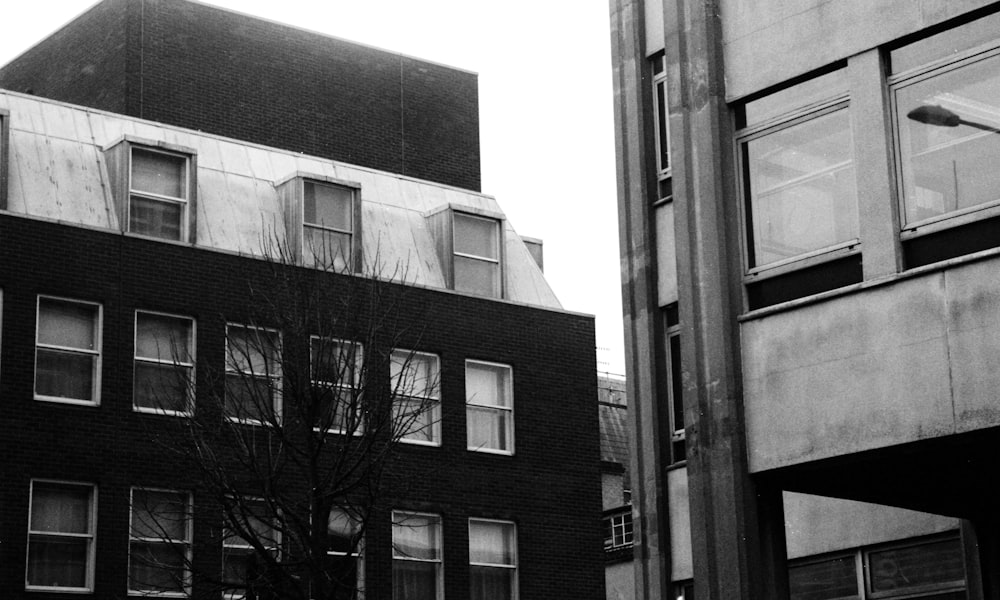 grayscale photo of building