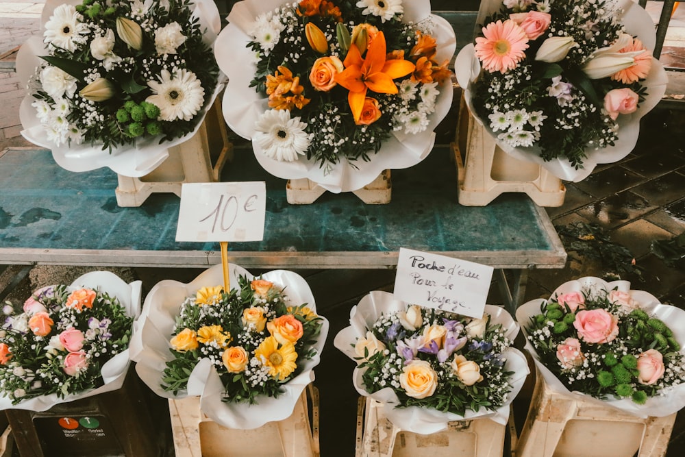 assorted flower bouquets