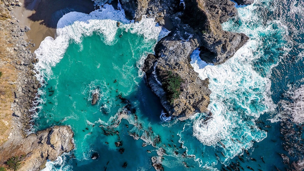 aerial photography of seashore