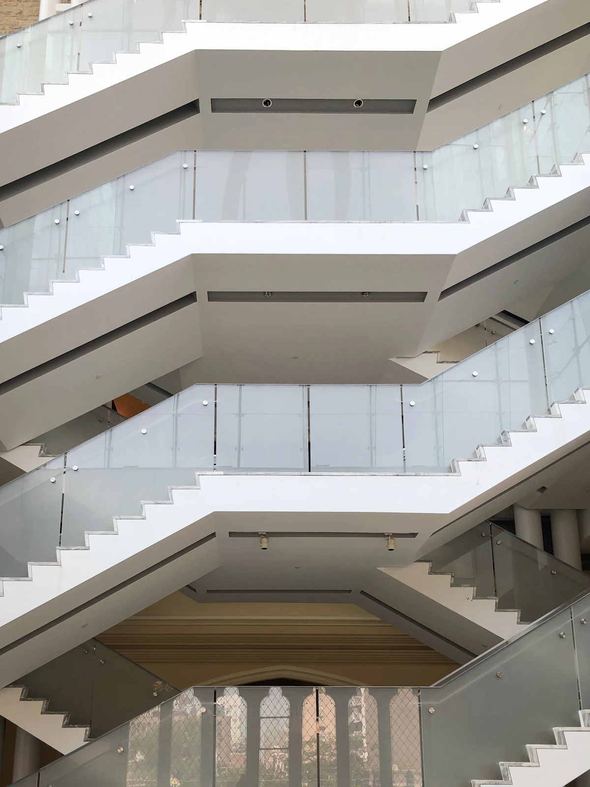 Modern glass railing on architectural structure
