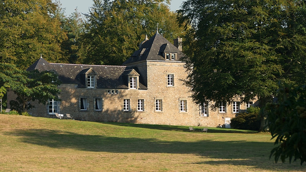 brown mansion surrounded by trees