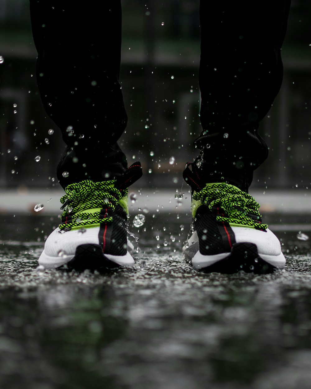 person standing on watery ground