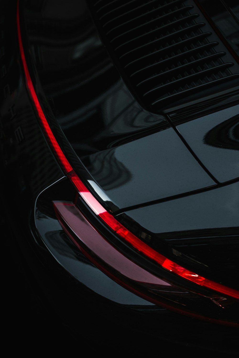 a close up of the tail lights of a car