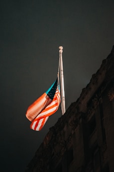 flag of America on metal pole
