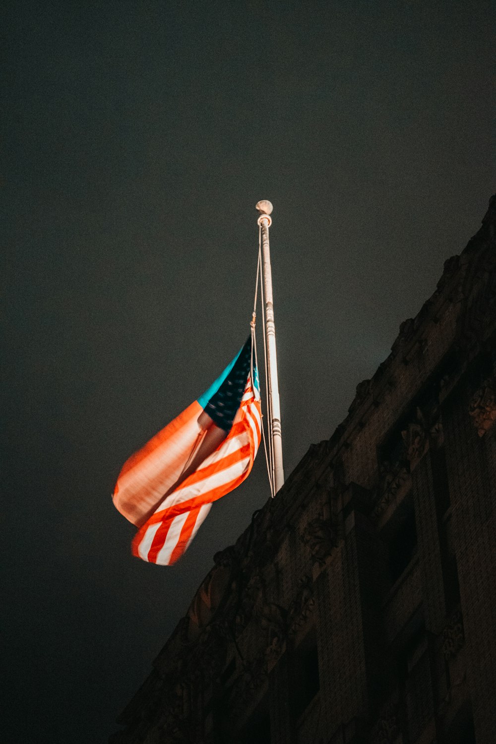 flag of America on metal pole