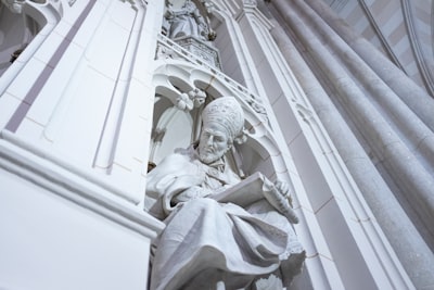 man with scroll statue saint patrick zoom background