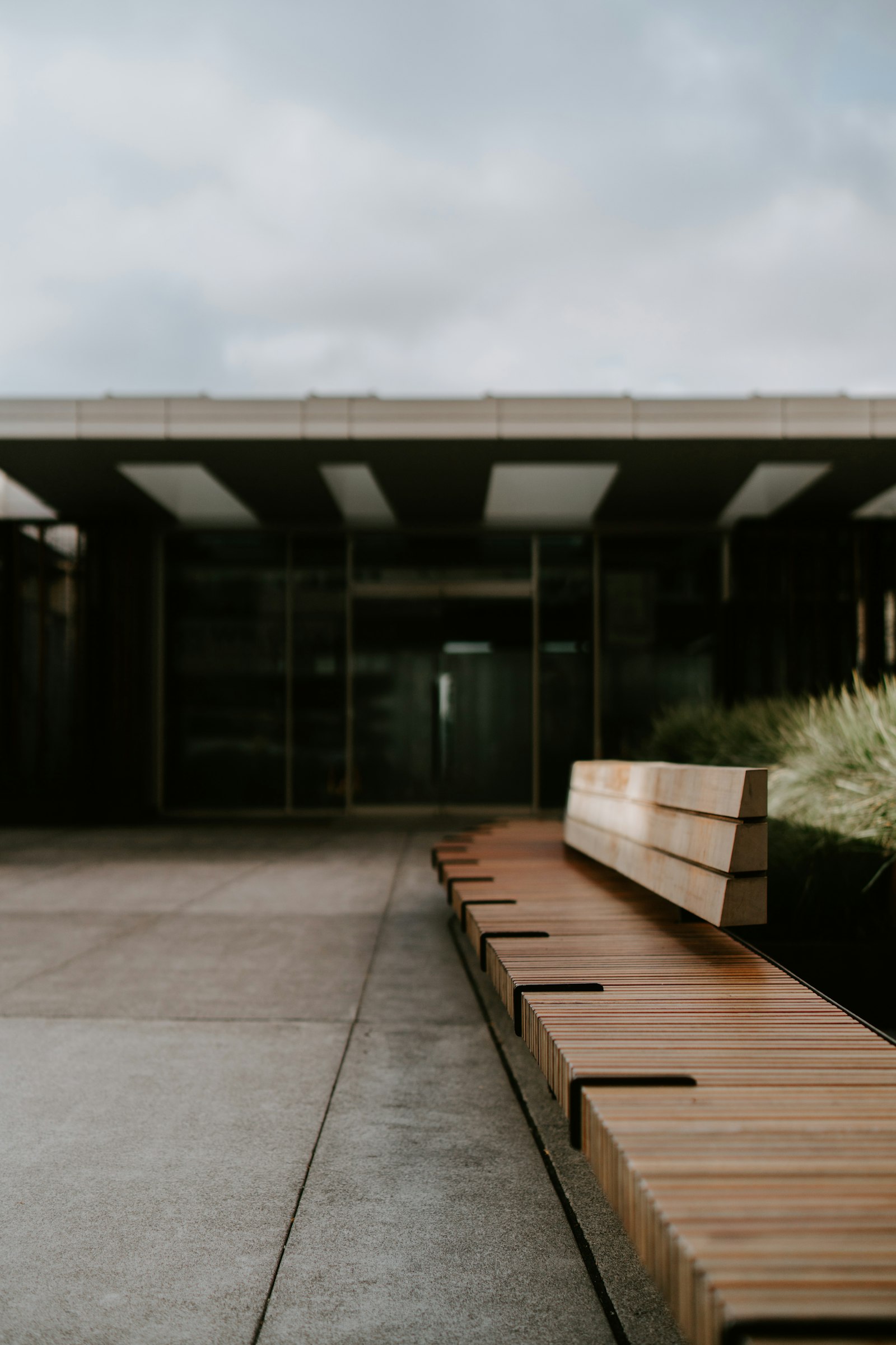 Samyang AF 50mm F1.4 FE sample photo. Brown wooden bench near photography