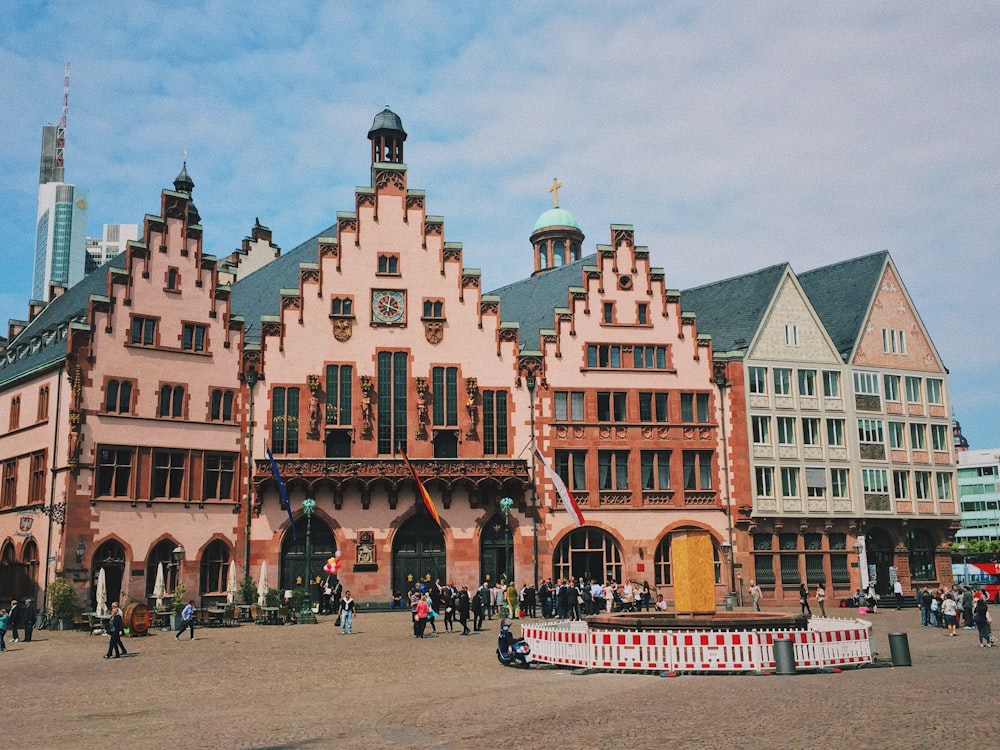 people in front of building