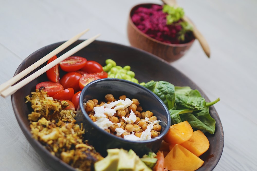 bowl of variety of food