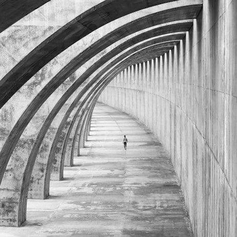 woman walking in hallway